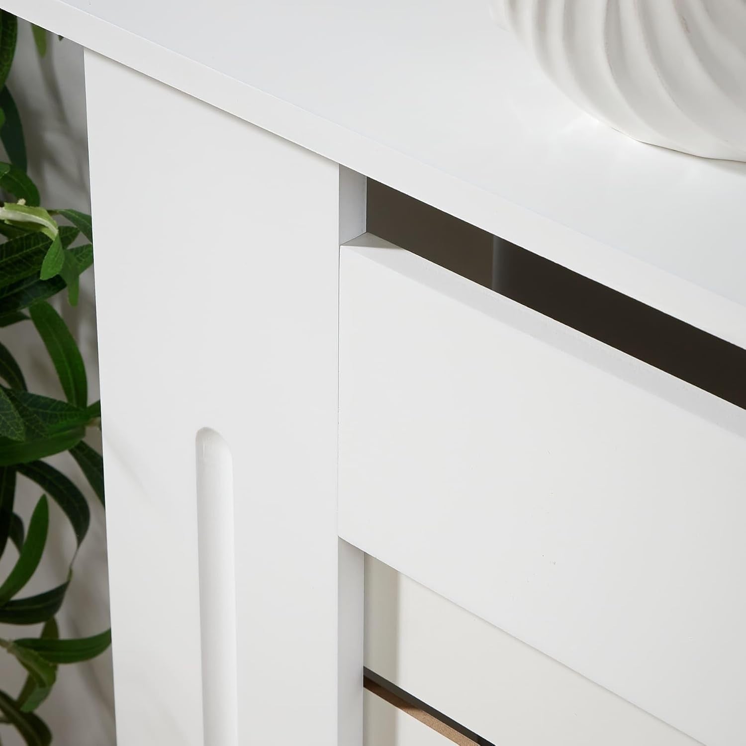 White Radiator Cover Wooden Slatted Grill Cabinet 152x19x82cm Large