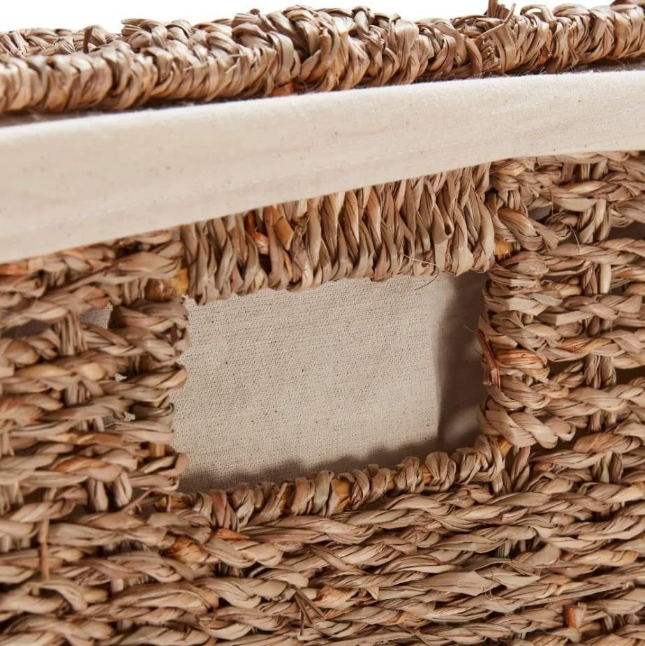 Seagrass Rattan Laundry Hamper with Lid 45x35x65cm Handwoven Basket Brown