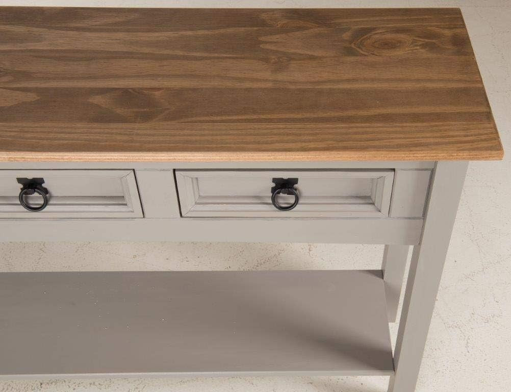 Grey Wax 3 Drawer Console Table | Solid Pine, Rustic Entryway Storage