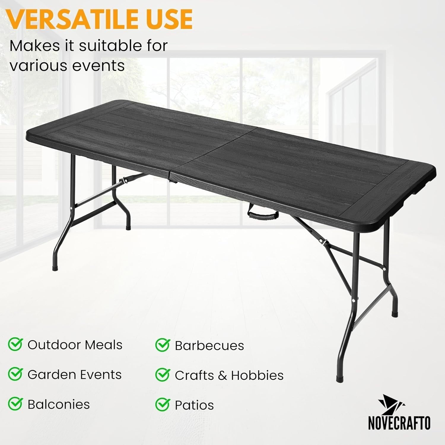 6ft Folding Dining Table Outdoor Indoor Trestle Heavy Duty Picnic BBQ