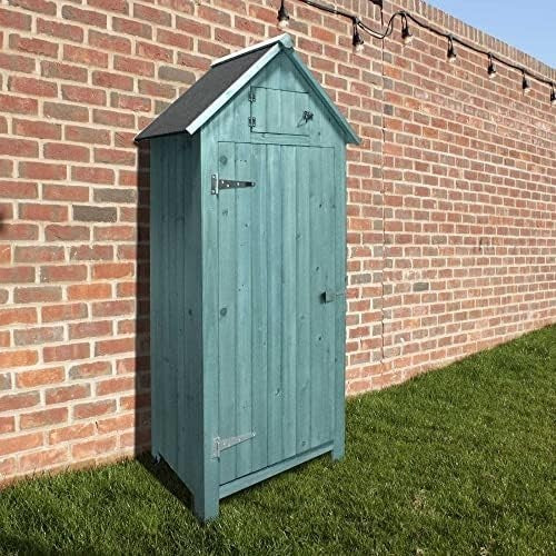 Wooden Garden Tool Shed Outdoor Storage Cabinet with Shelves Lockable Green