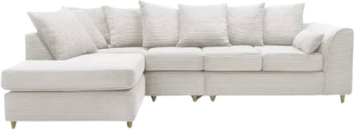 Cream 5-Seater L-Shape Sofa Scatter Back Cushions Armrest Left Hand