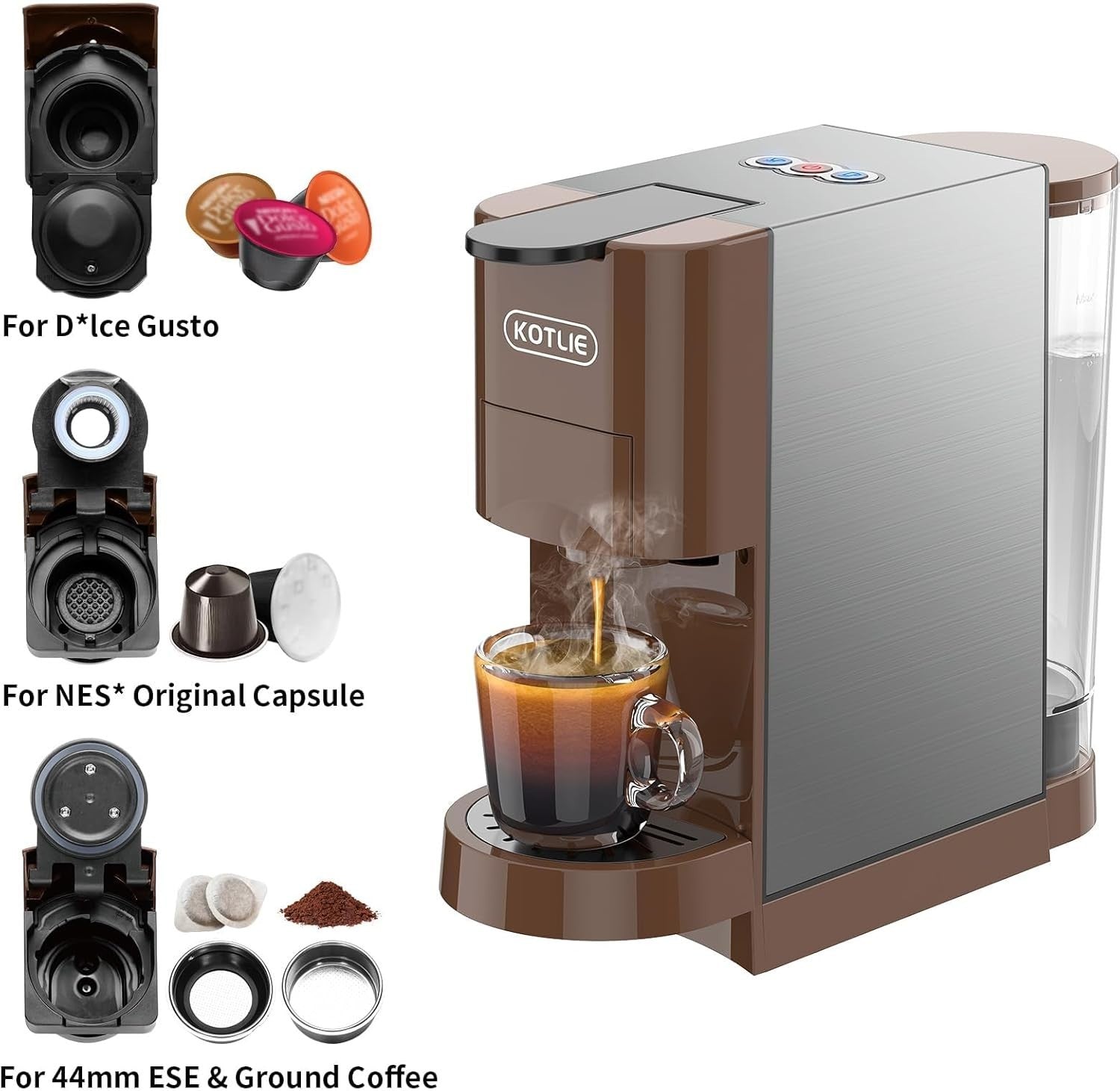 4-in-1 Multi Capsule Espresso Coffee Maker | 19Bar Pump | 800ml Tank