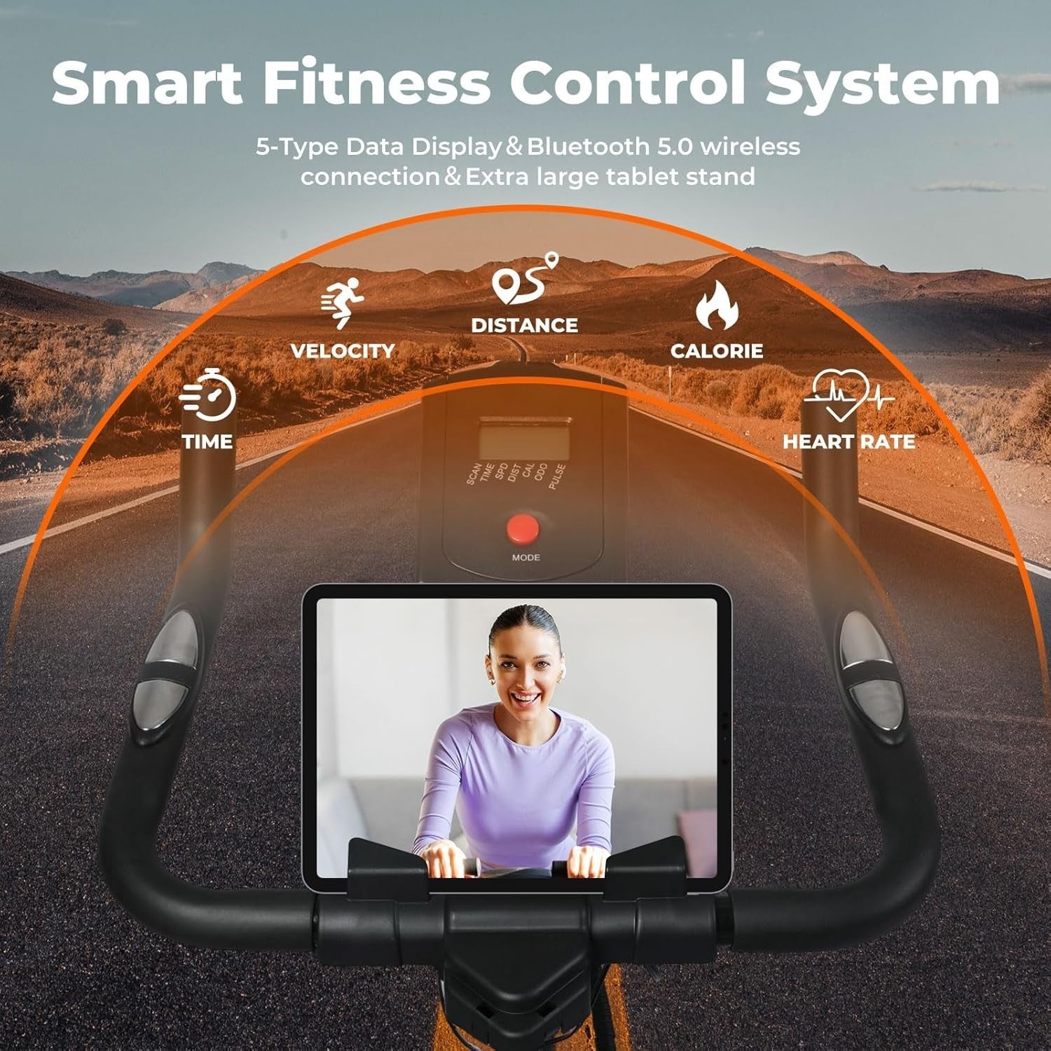 Magnetic Indoor Exercise Bike w/ LCD Monitor, Adjustable Seat & Quiet Belt Drive