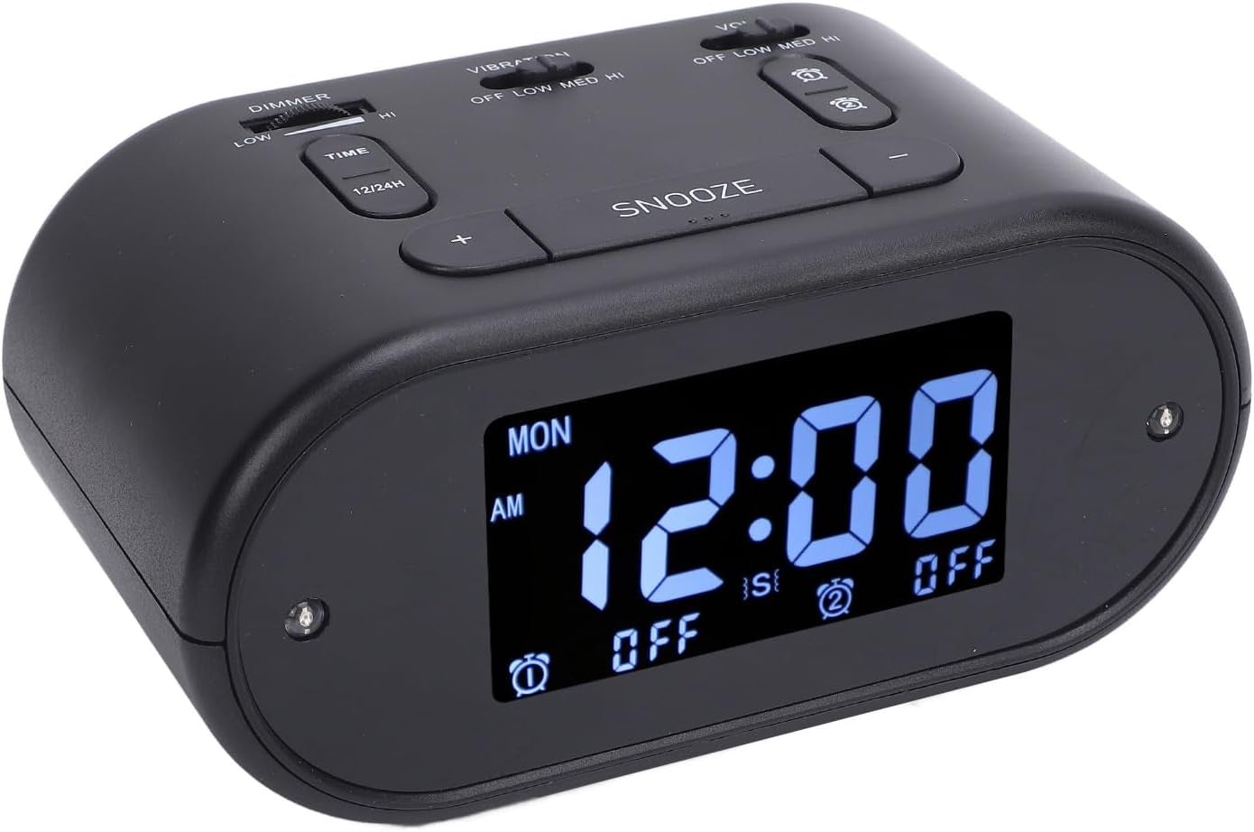 Vibrating Dual Alarm Clock Bed Shaker Loud Wake Up Heavy Sleepers