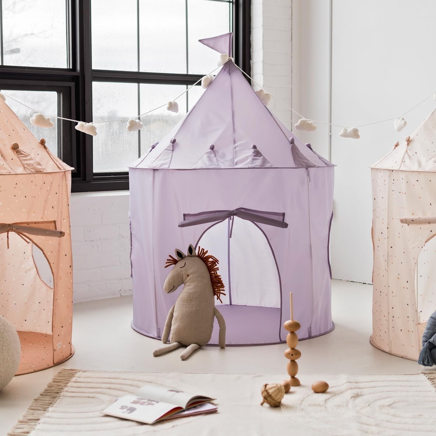 Purple Kids Indoor Play Tent Pop Up Castle Fort Recycled Fabric