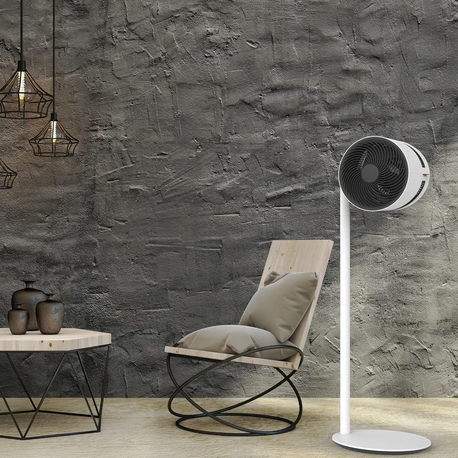 Modern 4-Speed Adjustable Pedestal Air Circulator Fan Quiet Cooling White 121cm