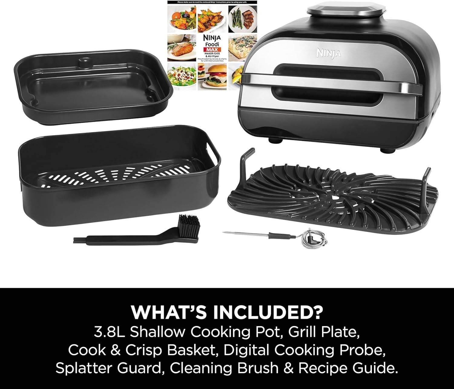Health Grill Air Fryer 6in1 Digital Temp Probe 5.7L Pot XXL Plate