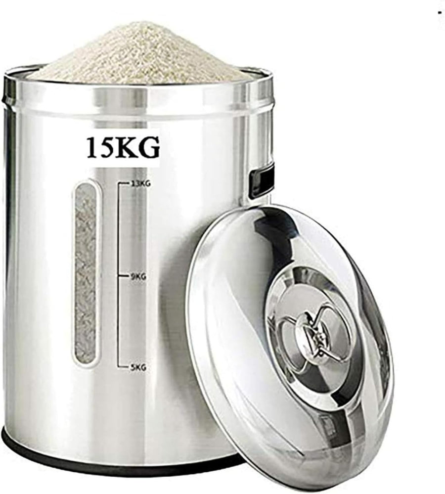 15KG 25KG Stainless Steel Rice Storage Bin w Lid