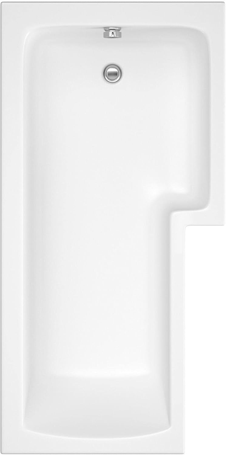 1500x850mm Right-Hand L-Shaped Shower Bath with Front Panel Acrylic