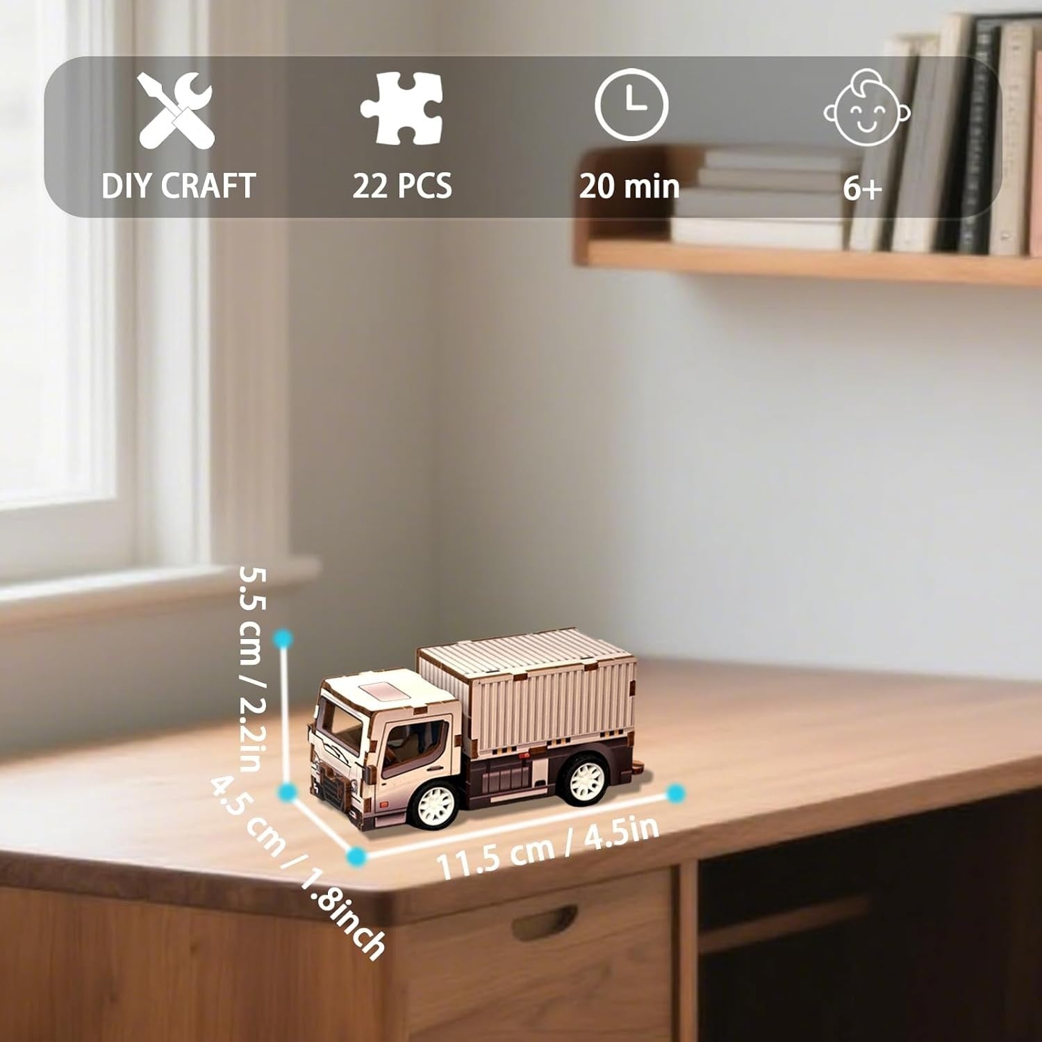 3D Wooden Puzzle Truck Toy for Kids Ages 6-12 – Educational Build & Play