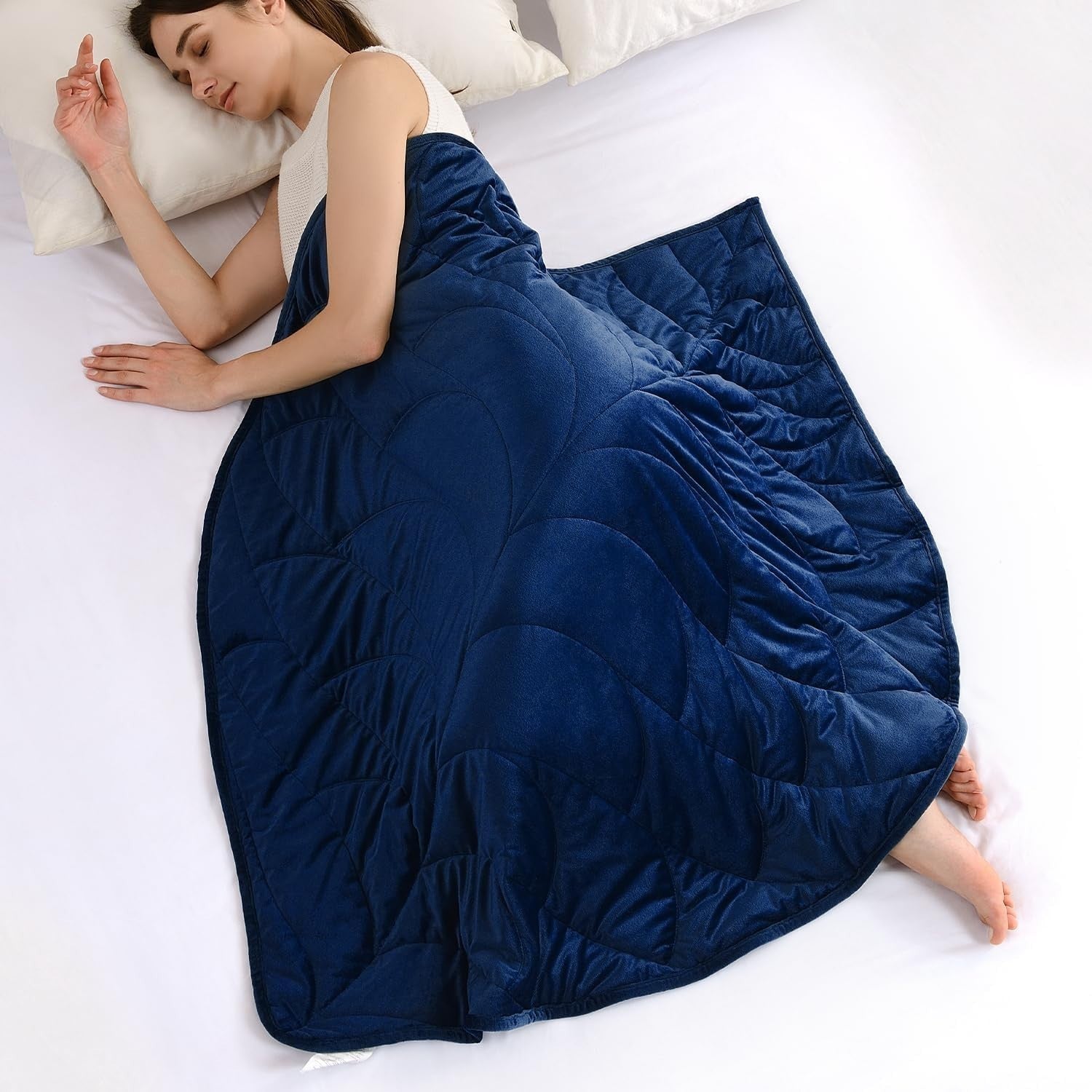 Weighted Lap Blanket 7lbs Soft Velvet Heavy Throw Travel Comfort Leaf Design