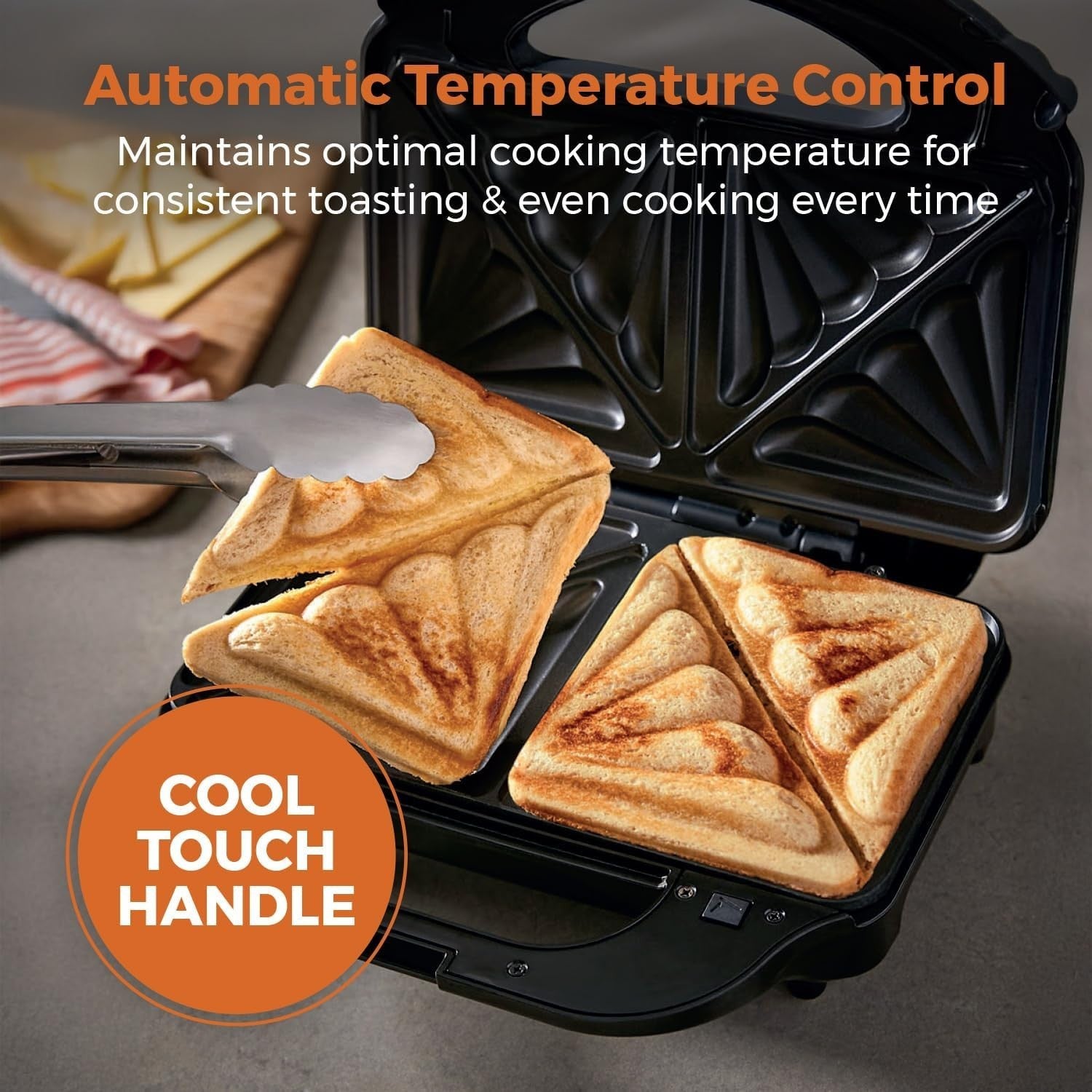 3-in-1 Deep Fill Snack Maker 900W Sandwich Waffle 29.6cm Stainless Steel