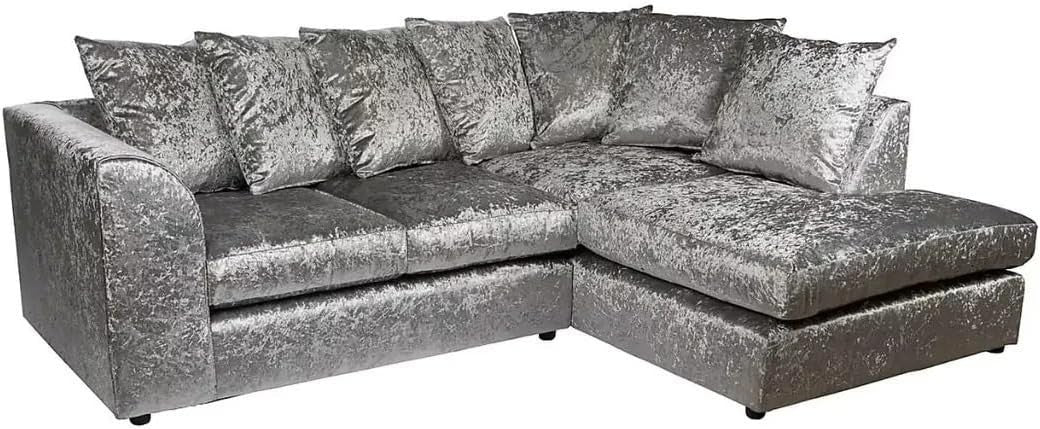 4-Seater L Shape Corner Sofa Set - Crush Velvet, Scatter Back, Modern Comfort
