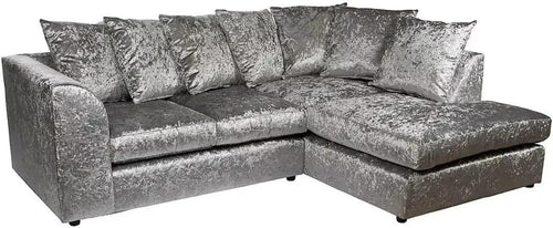 4-Seater L Shape Corner Sofa Set - Crush Velvet, Scatter Back, Modern Comfort