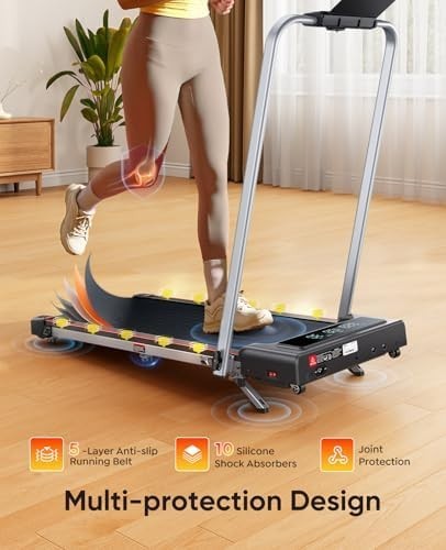 6in1 Folding Treadmill 9% Incline Under Desk Walking Pad 12kmh LED APP Remote