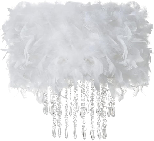 Feather Lampshade White Acrylic Droplets Ceiling Pendant Table Floor Shade