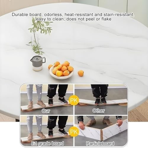 Round Drop Leaf Kitchen Table with 6 Wheels – Space Saving Folding Table