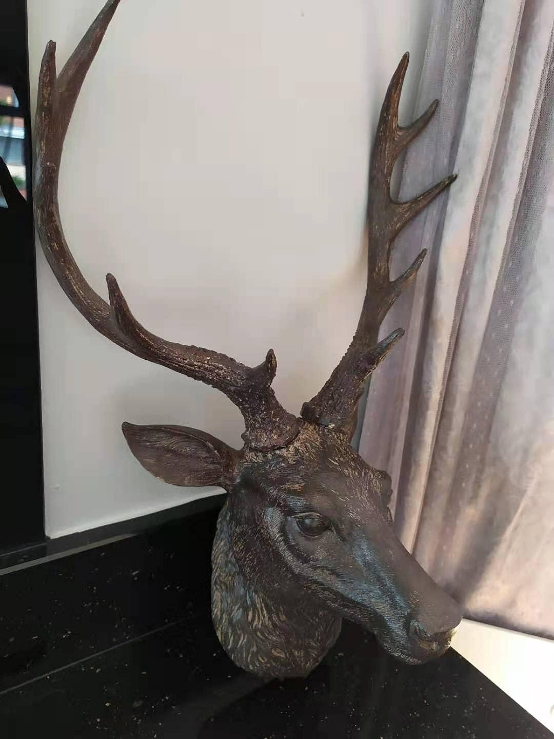 Large Vintage Resin Stag Head Wall Mount Sculpture