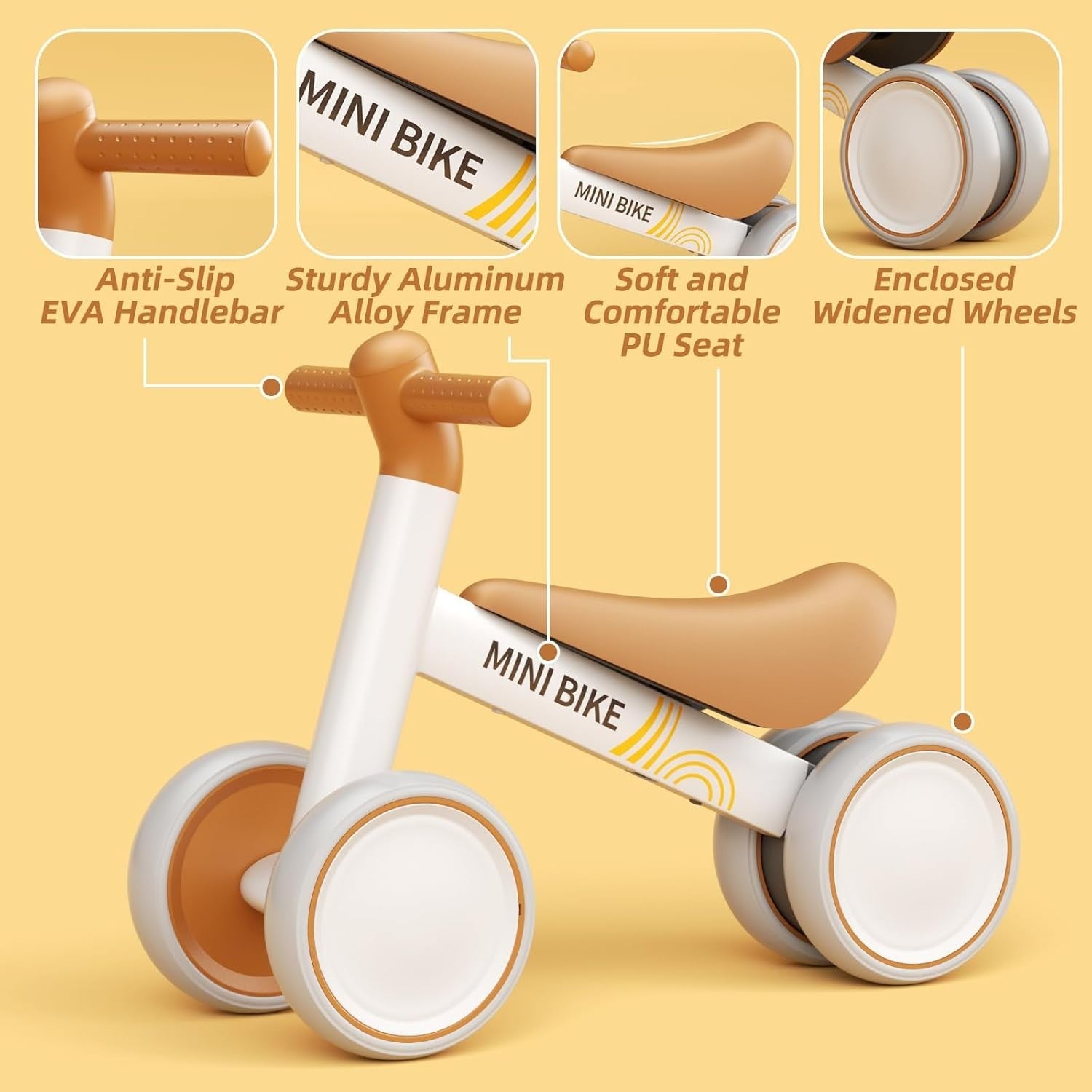 Baby Balance Bike First Ride On Toy Toddler Walker 10-24 Months Brown
