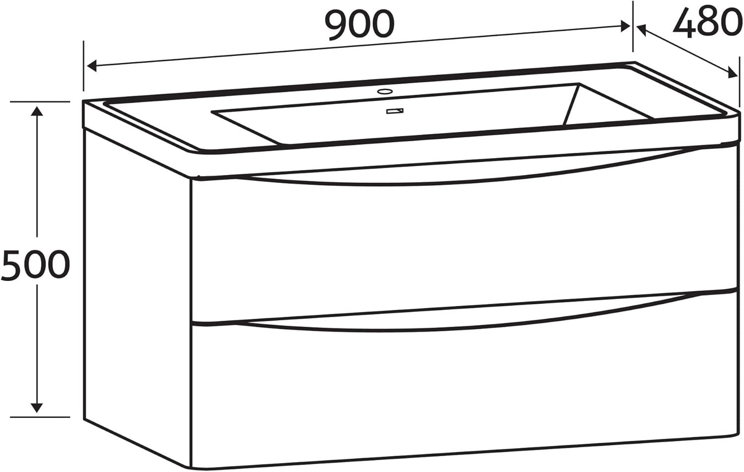 900mm White Wall Hung Vanity Unit with Basin Modern Gloss Bathroom Storage