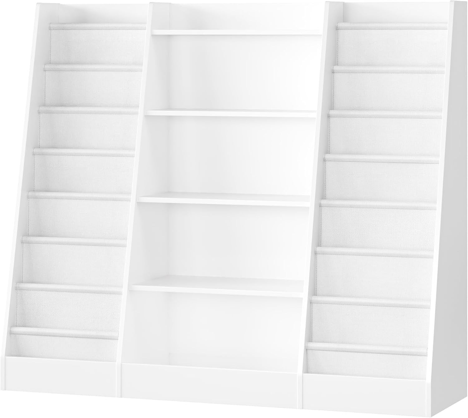 Kids Bookshelf Toy Storage Unit with 14 Sling Shelves & 5 Open Racks 129cm