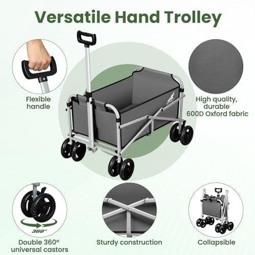 Folding Garden Trolley Wagon 80kg Heavy Duty Cart Camping Picnic Wheels