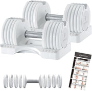 Adjustable Dumbbells Pair 25lb 5-in-1 Non Roll Smart Weights Home Gym