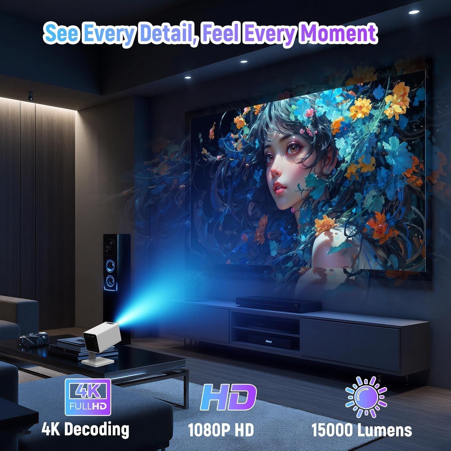 Mini Smart Projector Android 11 1080P 4K Support WiFi Bluetooth