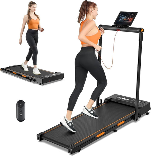 Foldable Under Desk Treadmill 12KM/H LED Remote Shock Absorb Orange
