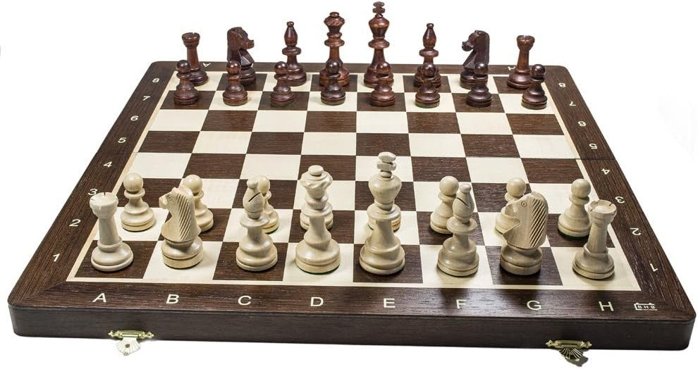 48cm Tournament Wooden Chess Set – Weighted Staunton No.5 Pieces & Folding