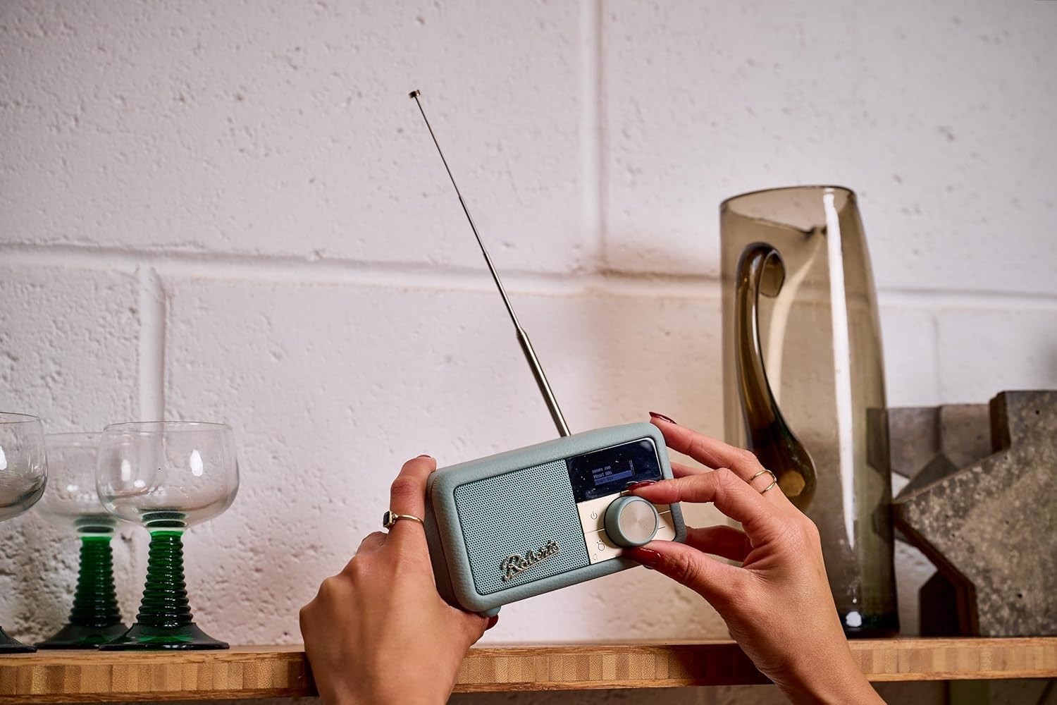 Portable FM DAB/DAB+ Digital Radio Bluetooth Speaker Duck Egg