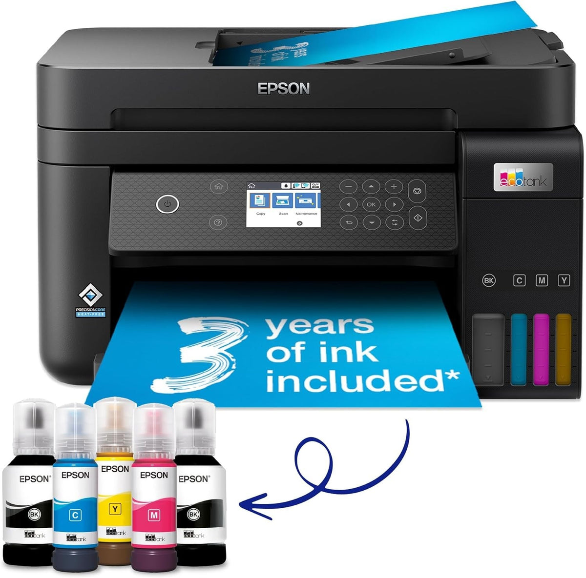 A4 Wi-Fi Ink Tank Printer Black | Duplex Copy Scan ADF High Yield
