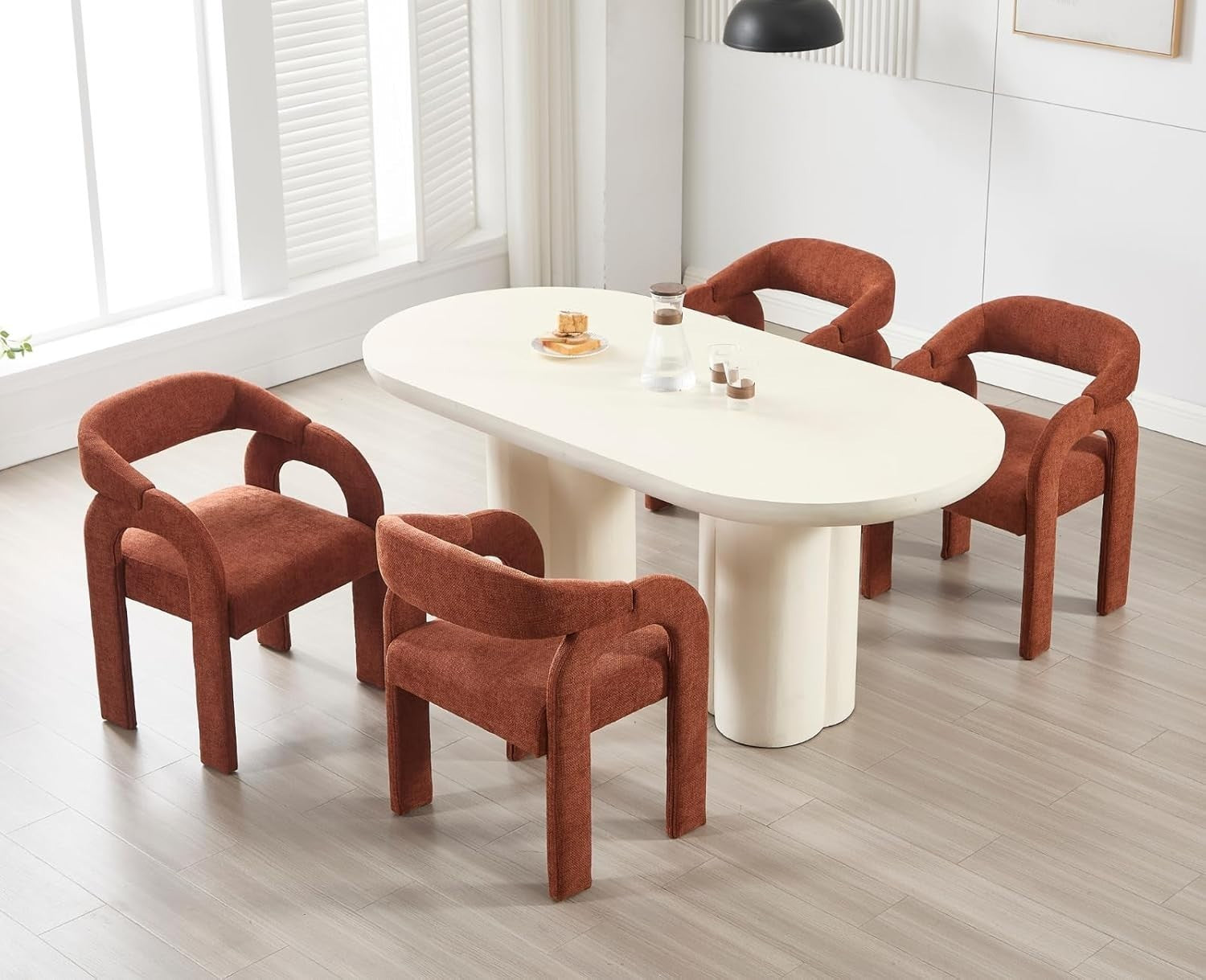 Orange Modern Dining Chairs Set of 2, Upholstered Armrest Tub Seats