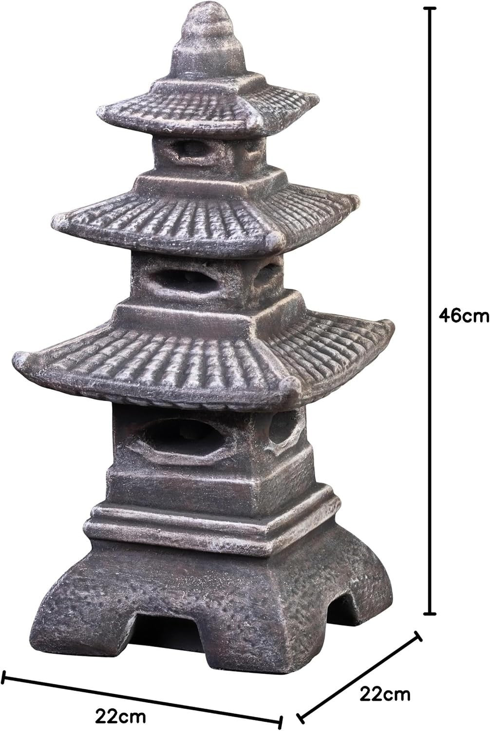 Japanese Stone Pagoda Lantern 46cm Frost Proof Cast Concrete Garden Decor