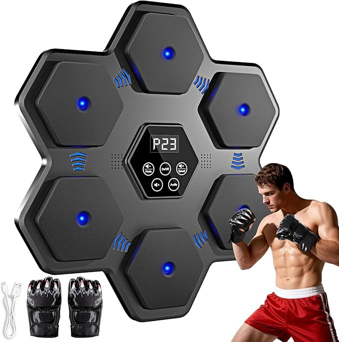 Smart Music Boxing Machine Wall Mount Bluetooth LED Punch Trainer Home Gym