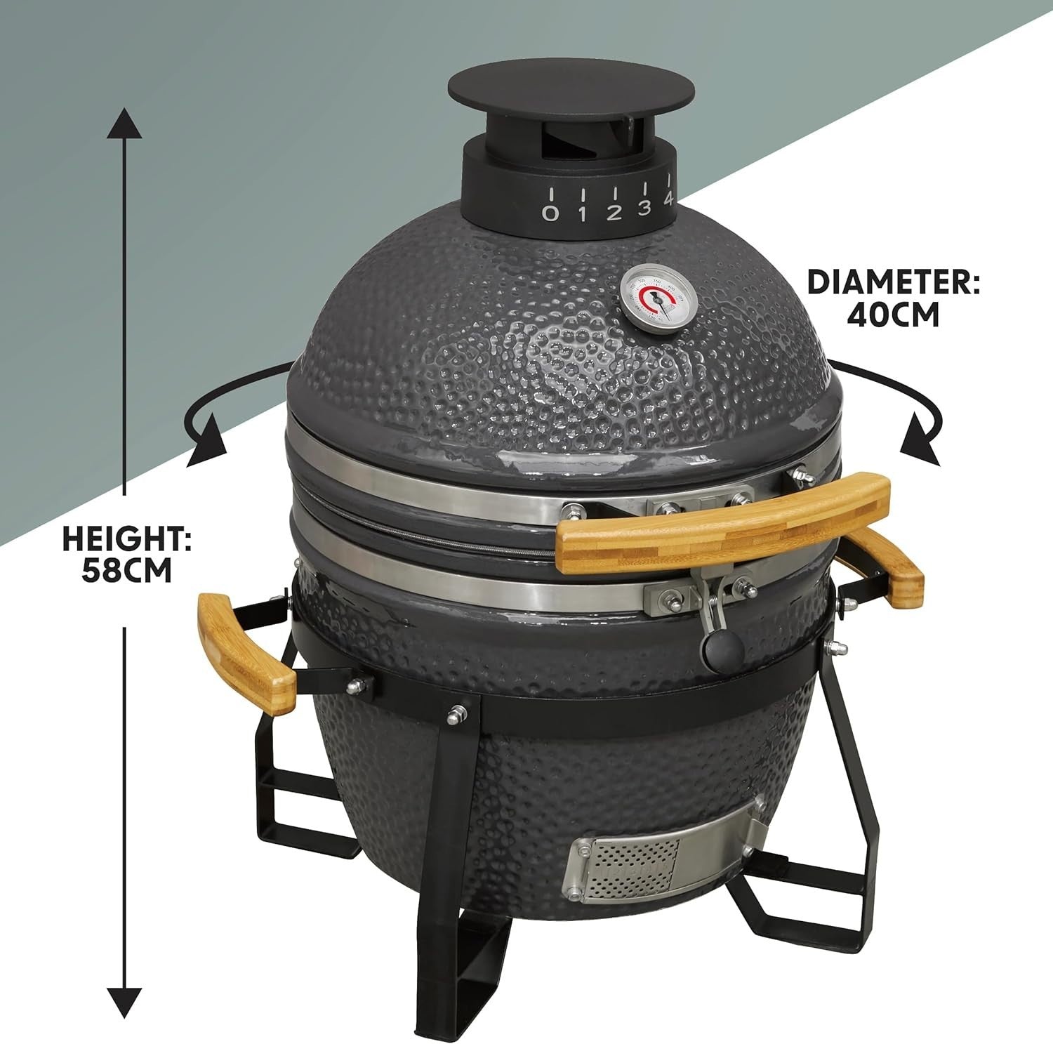 16" Ceramic Kamado BBQ Grill Smoker Oven | Charcoal Outdoor Cooker, Temp Control