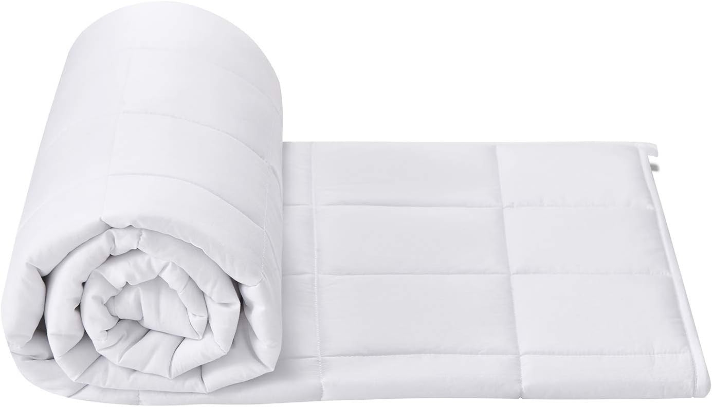 Weighted Blanket 60x80", 15lbs Cotton Glass Beads, Breathable, White