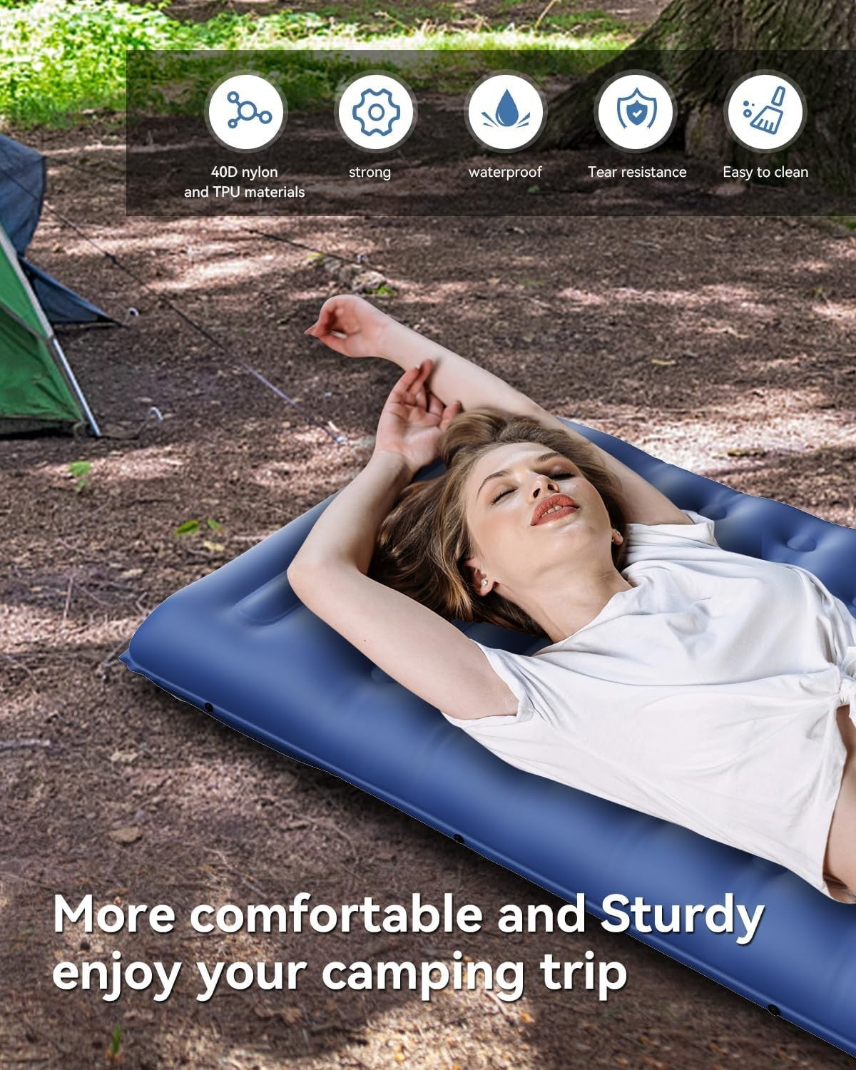Ultralight Inflatable Camping Sleeping Pad with Built-In Foot Pump – Waterproof