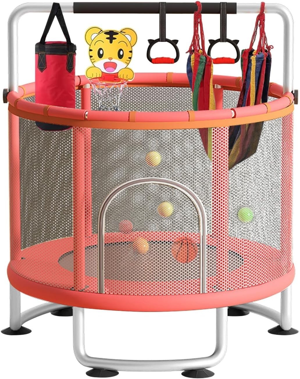 60in Kids Trampoline with Swing Gym Bar Indoor Outdoor Play Set 440LB