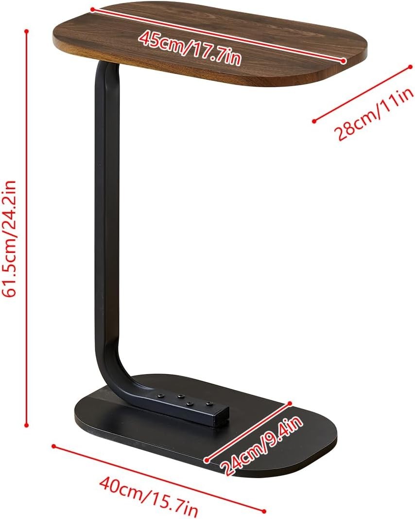 Brown #2 C-Shaped Round Edge Side Table Compact Sofa End Table Small Space