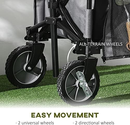 Folding Garden Trolley Utility Wagon 100kg Outdoor Cargo Cart on Wheels