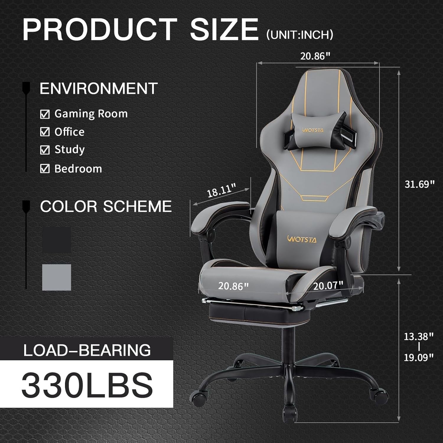 Ergonomic Gaming Chair w/Footrest, Massage Lumbar, High Back Swivel Office Desk