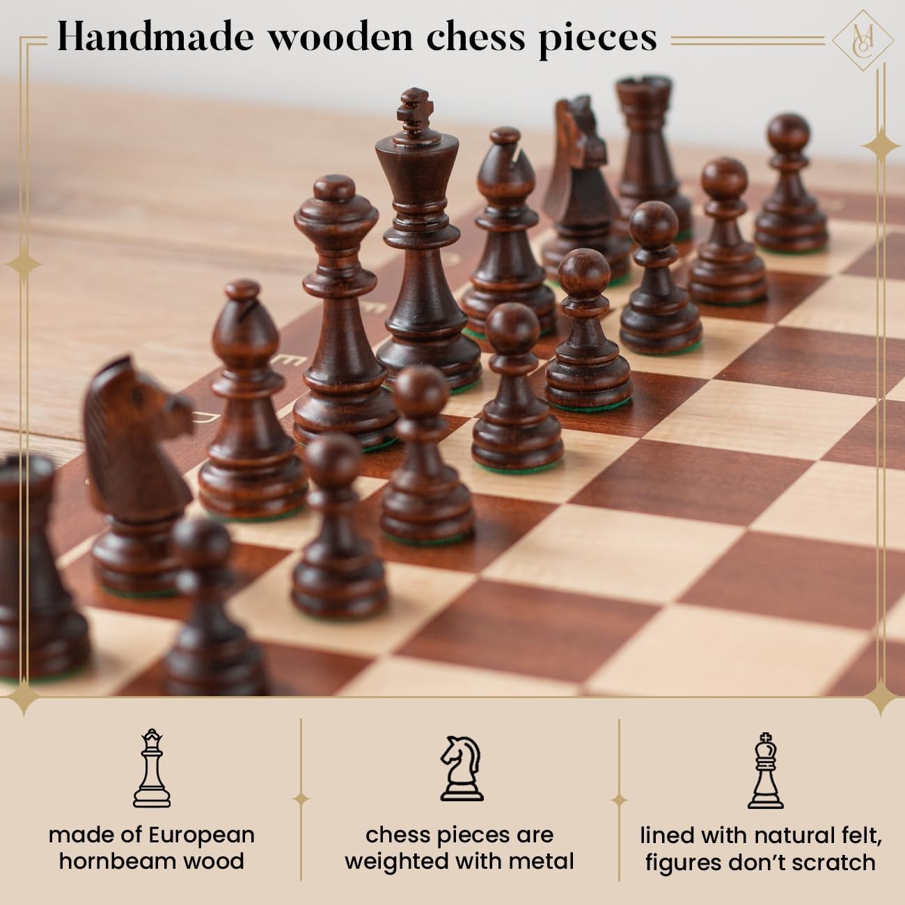 Staunton No.6 Weighted Wooden Chess Pieces with Mahogany Storage Box