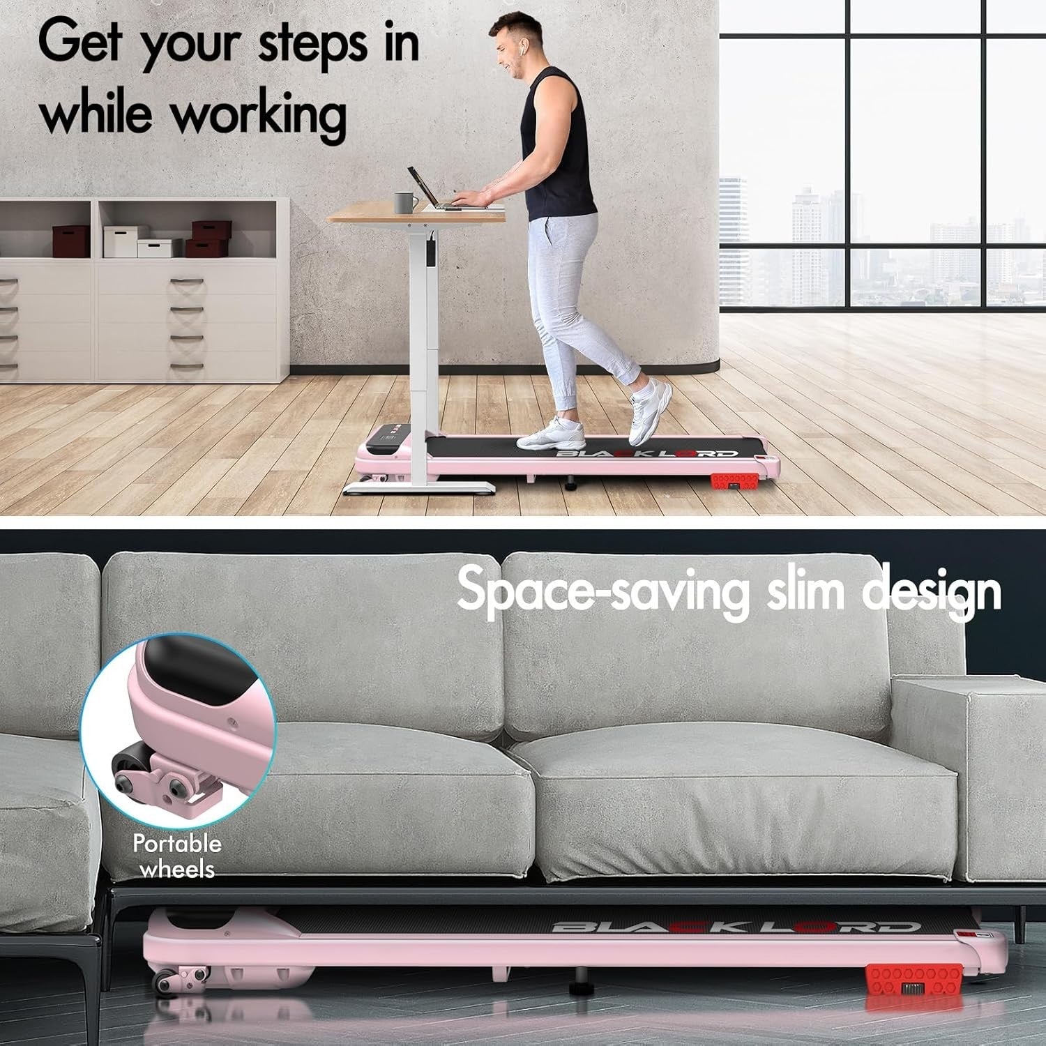 9% Incline Foldable Treadmill 3.2HP Under Desk Running Machine