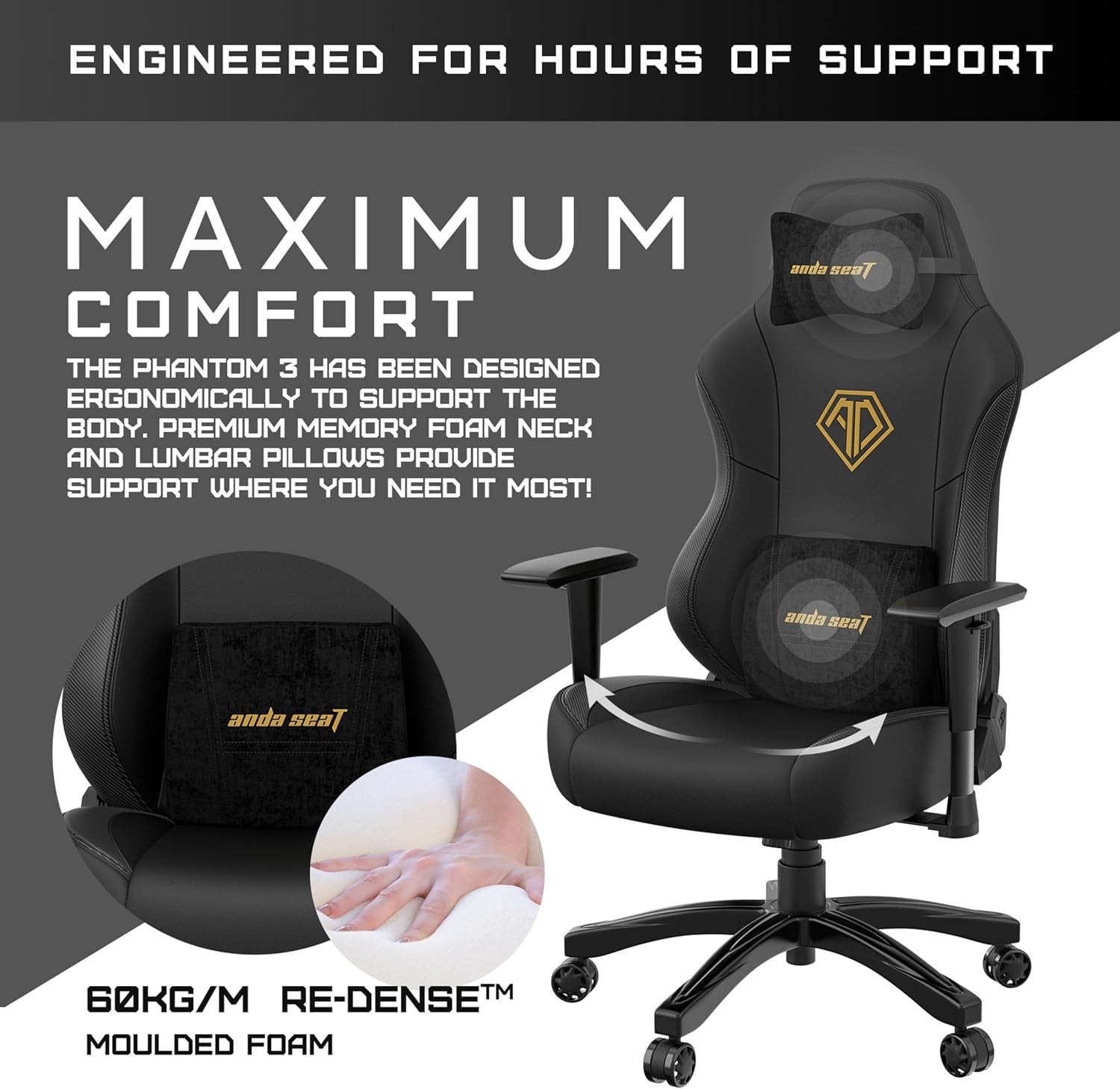 Reclining Gaming Chair Ergonomic Office Seat w/ Lumbar Support
