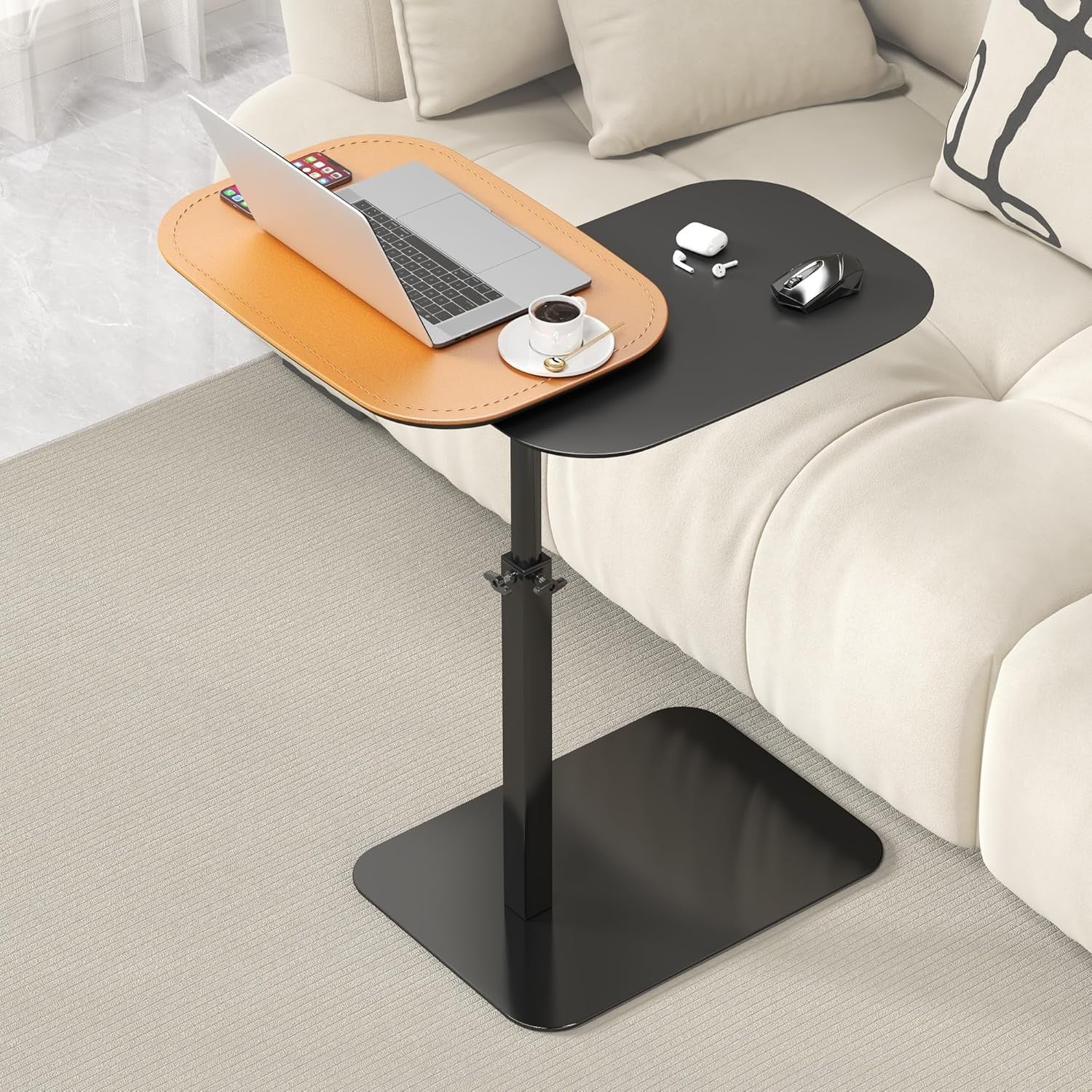 Adjustable C Shaped Side Table Bed Sofa Laptop Tray Height Adjustable