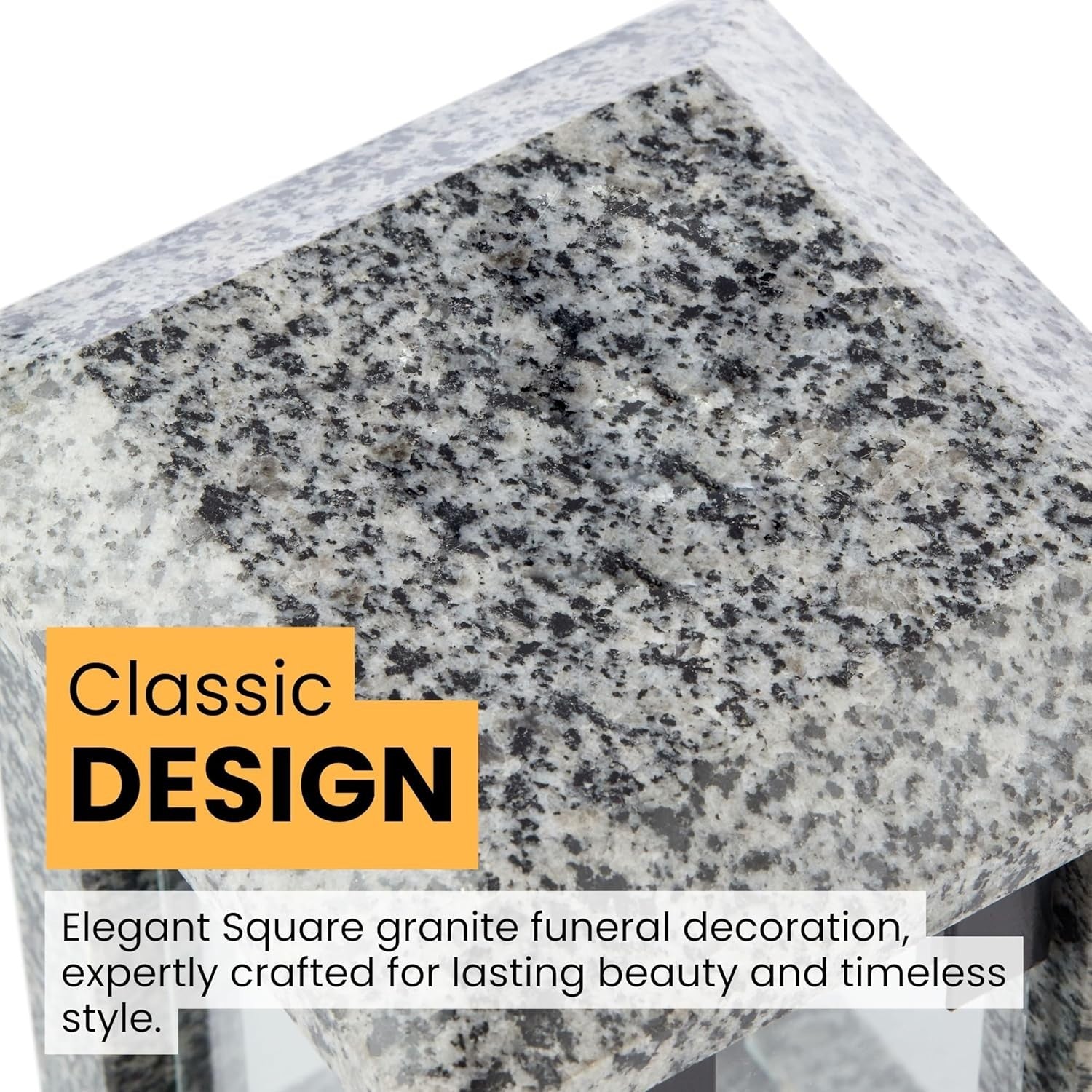 Large Grey Granite Candle Lantern 32cm Square Polished Decor