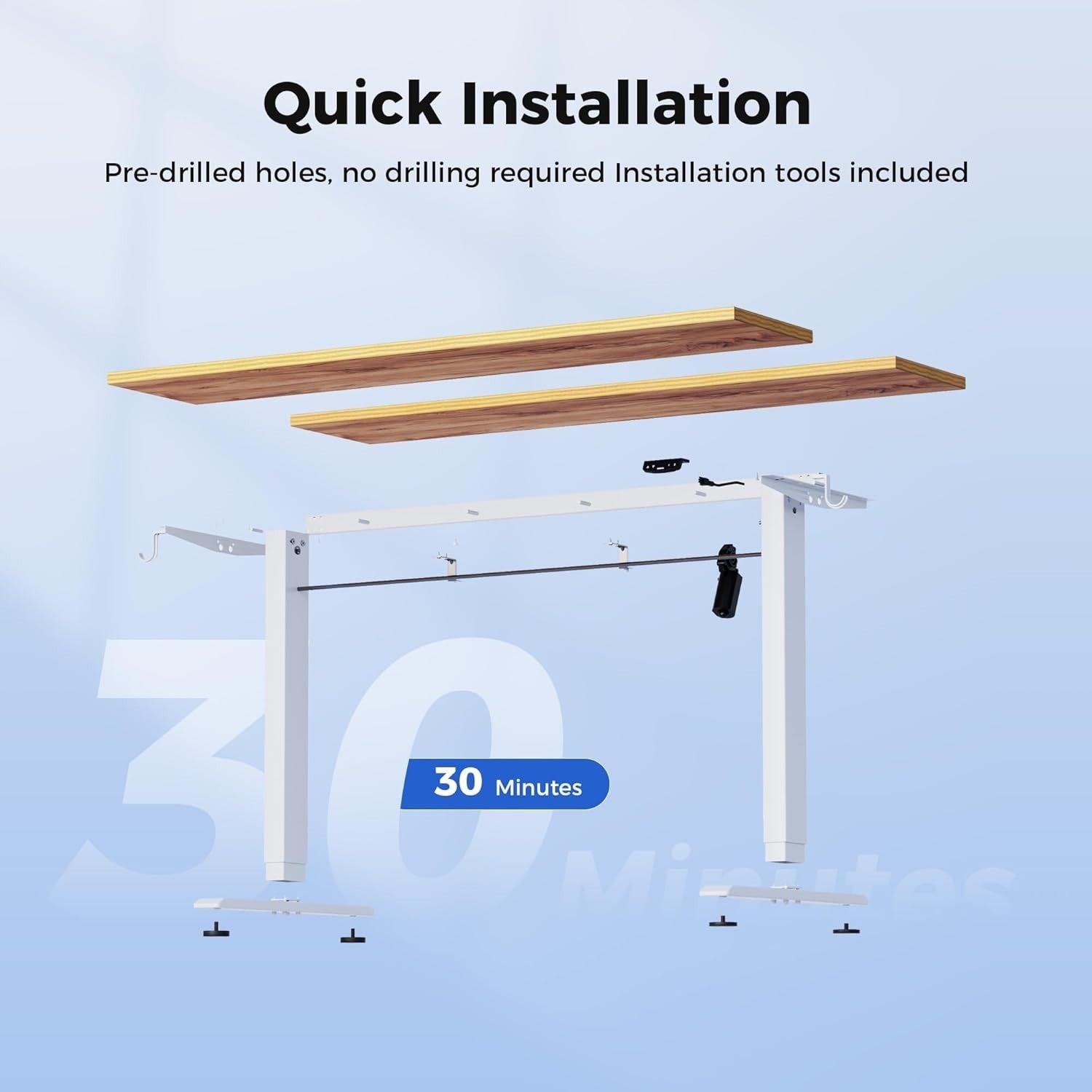 Electric Standing Desk 100x60cm Adjustable Sit Stand Brown Table with Memory