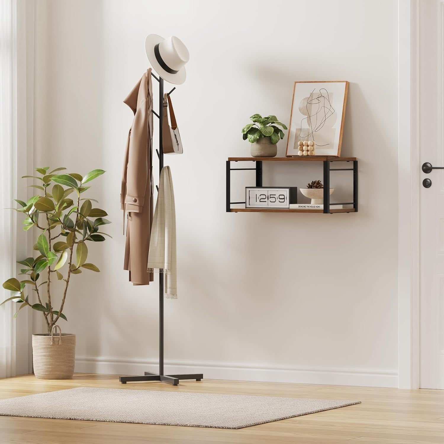 Set of 2 Floating Bedside Tables – Wall Mounted Walnut Shelves for Bedroom